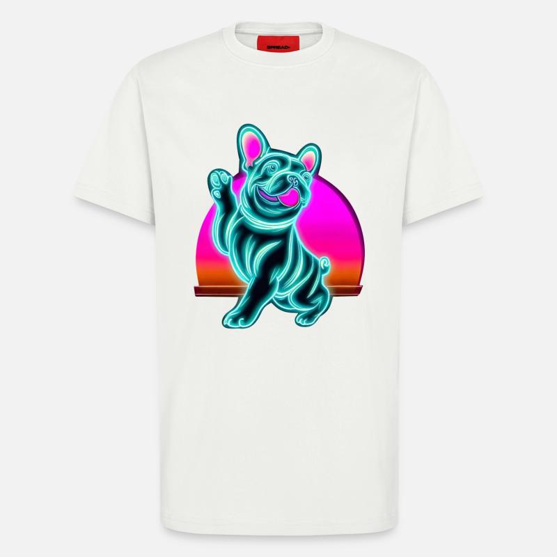 Frenchi Bulldogge Synthwave Sunset - T-Shirt - made by SPREAD - OFF WHITE