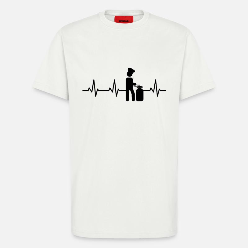 Kochen Strichfigur Herzlinie - T-Shirt - made by SPREAD - OFF WHITE