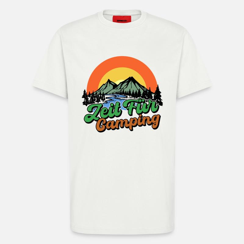 Campingplatz Camping Statement Berge Camper - T-Shirt - made by SPREAD - OFF WHITE