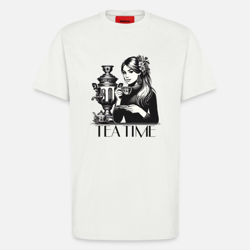 Samowar Teezeit Frau Geschenk - T-Shirt - made by SPREAD - OFF WHITE