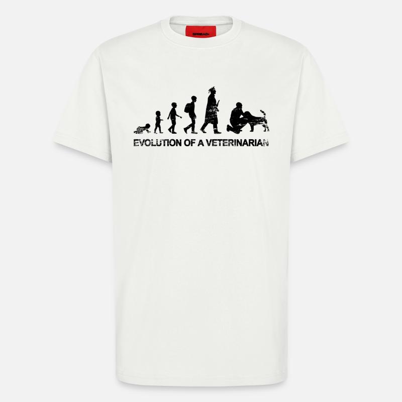 Évolution d’un vétérinaire - T-shirt bio décontracté fabriqué en UE - OFF WHITE