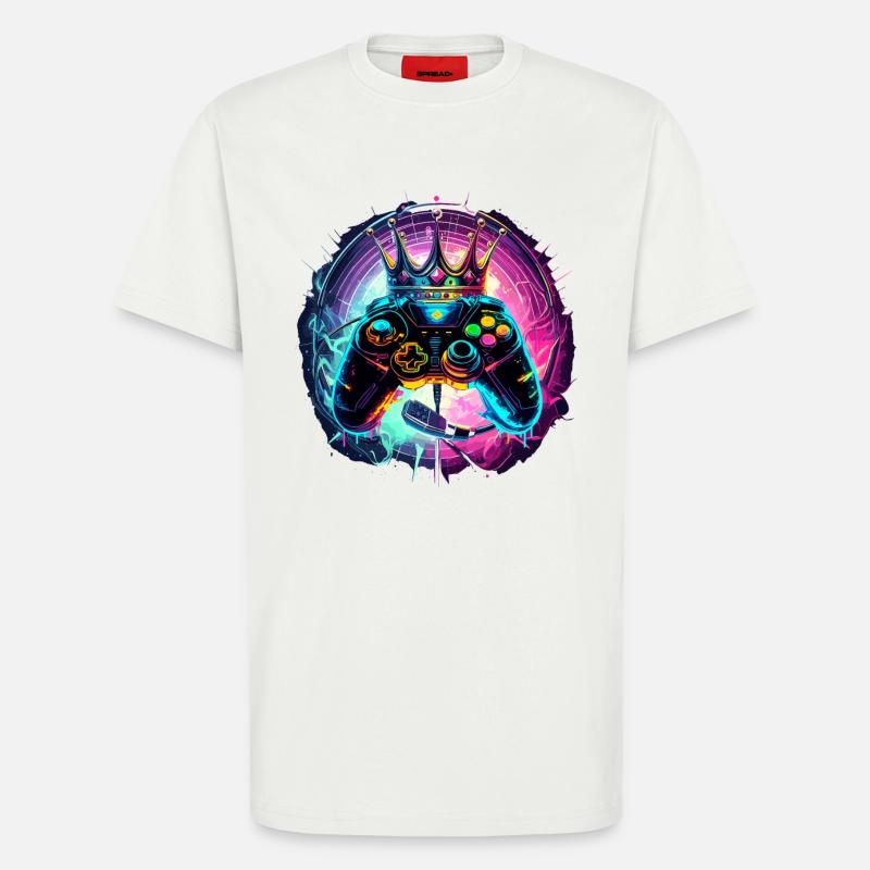 Gaming Controller mit Headset und Krone - T-Shirt - made by SPREAD - OFF WHITE