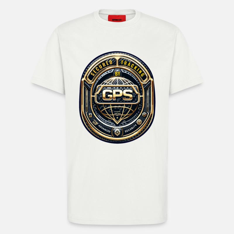 GPS-Tracking Warnaufkleber - T-Shirt - made by SPREAD - OFF WHITE