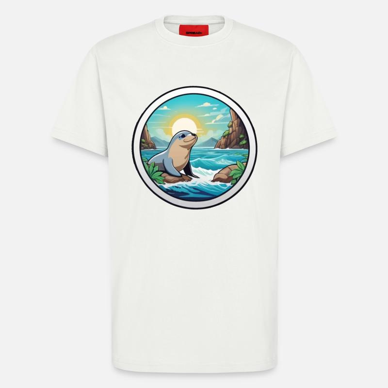 Kleine Robbe an der Küste - T-Shirt - made by SPREAD - OFF WHITE