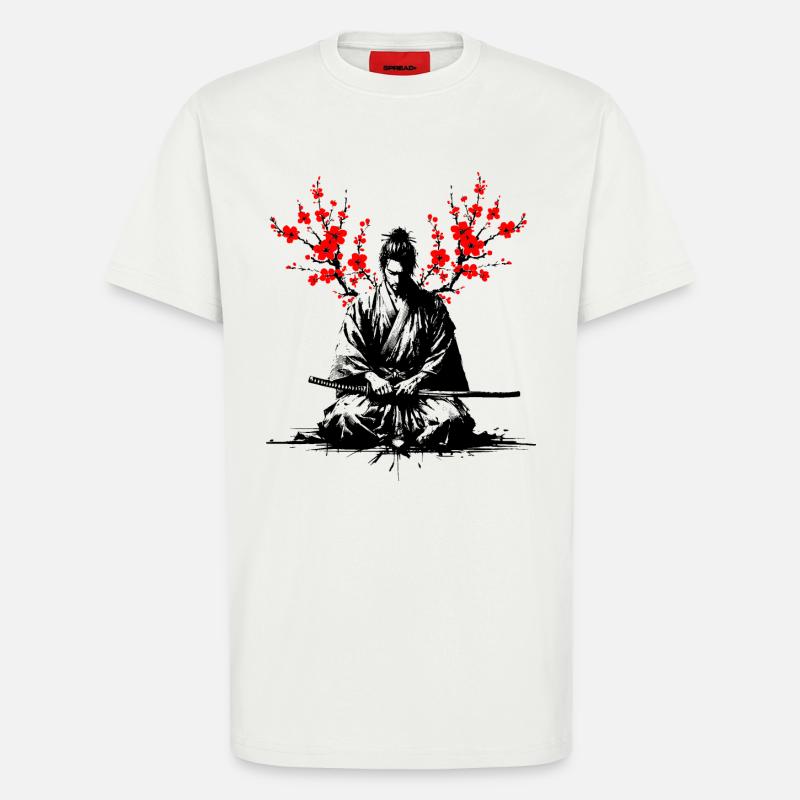 Samurai meditating - T-Shirt - made by SPREAD - OFF WHITE