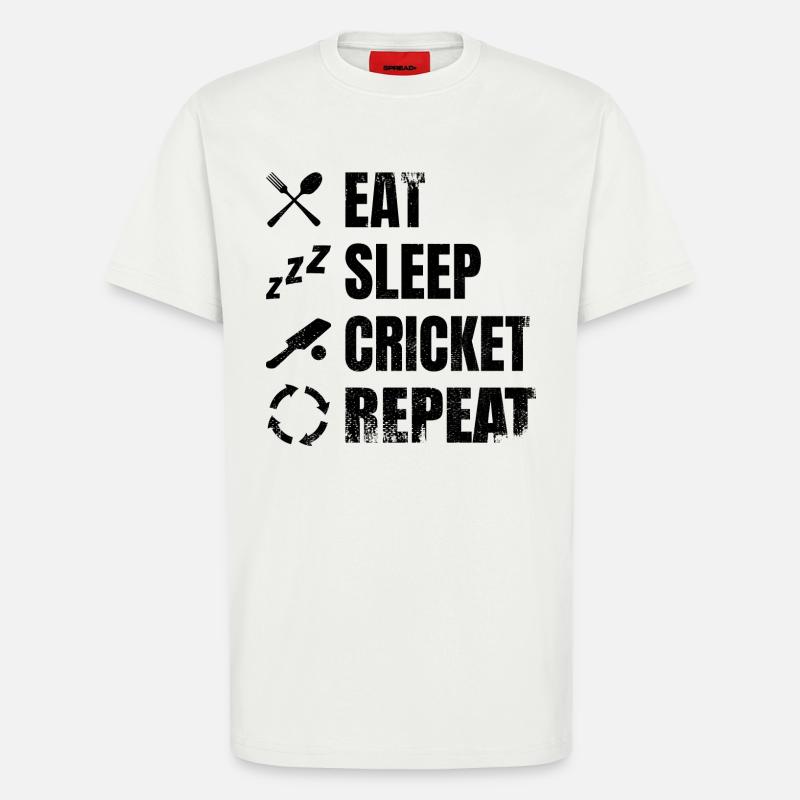 Manger dormir cricket répéter - T-shirt bio décontracté fabriqué en UE - OFF WHITE