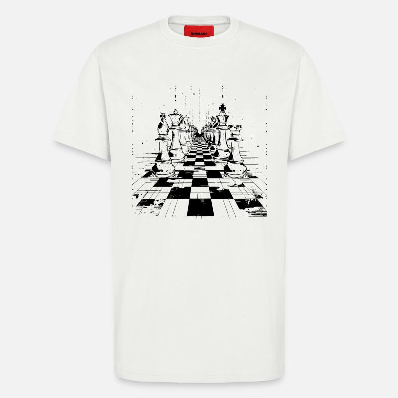 Graphismes d’échecs - T-shirt bio décontracté fabriqué en UE - OFF WHITE