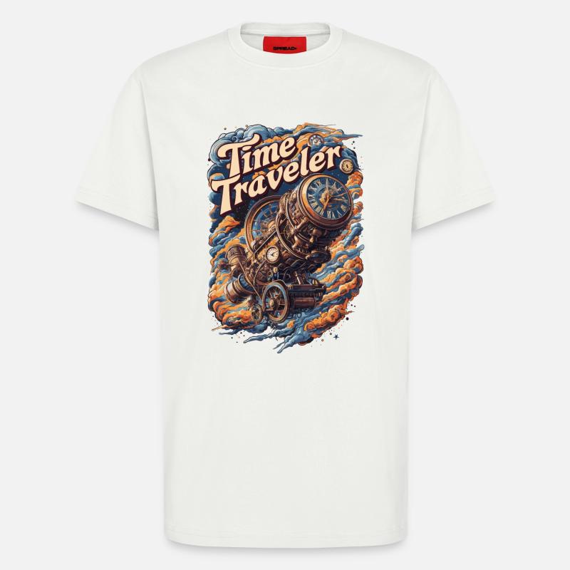 Zeitreisender Steampunk Uhr Abenteuer Design - T-Shirt - made by SPREAD - OFF WHITE