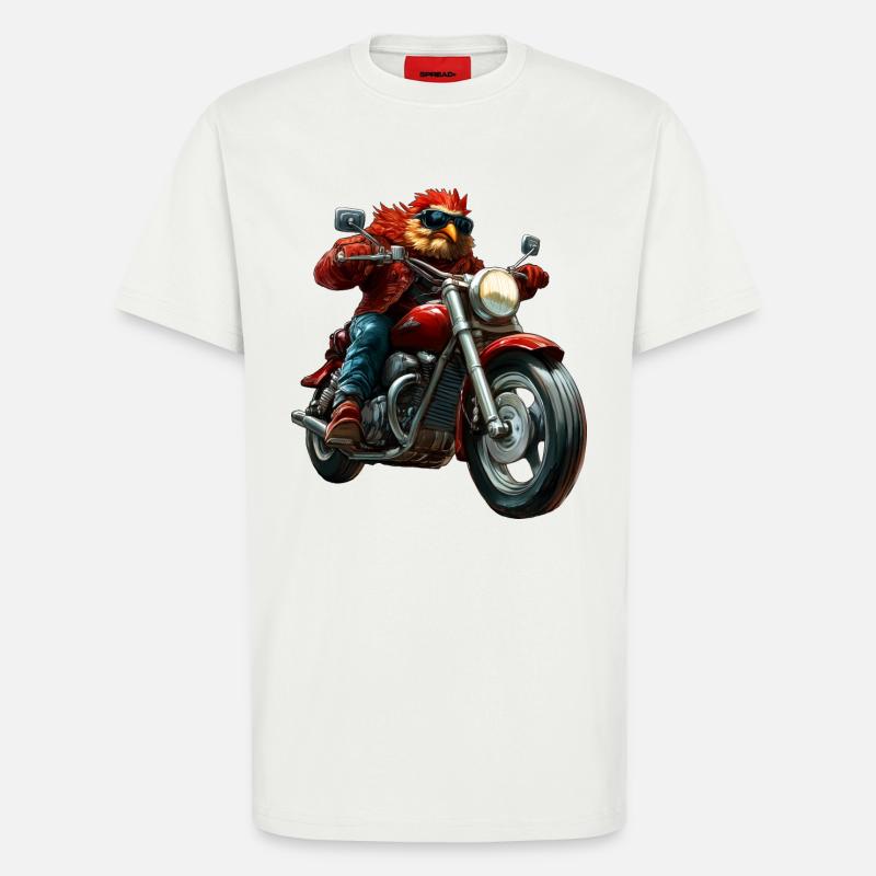 Chickens Motorcycle - T-Shirt - made by SPREAD - OFF WHITE