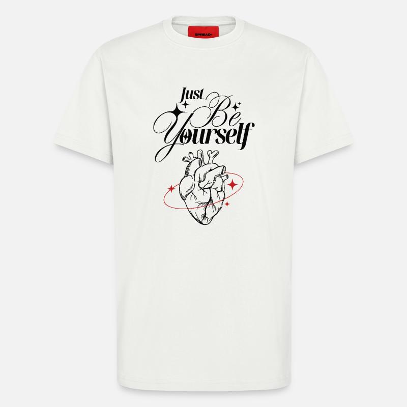 Soyez simplement vous-même – Cœur et lettrage - T-shirt bio décontracté fabriqué en UE - OFF WHITE