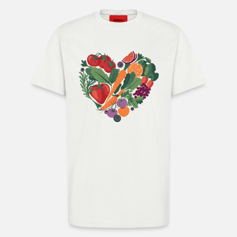 Gesunder Lebensstil Herz Gemüse - T-Shirt - made by SPREAD - OFF WHITE