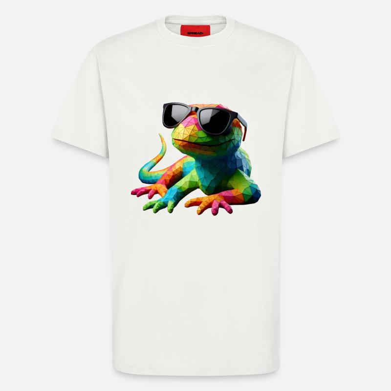 LEZARD cool multicolore - T-shirt bio décontracté fabriqué en UE - OFF WHITE