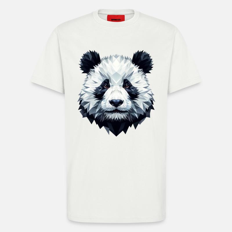 Panda Gesicht Polygon Kunst Geometrie - T-Shirt - made by SPREAD - OFF WHITE