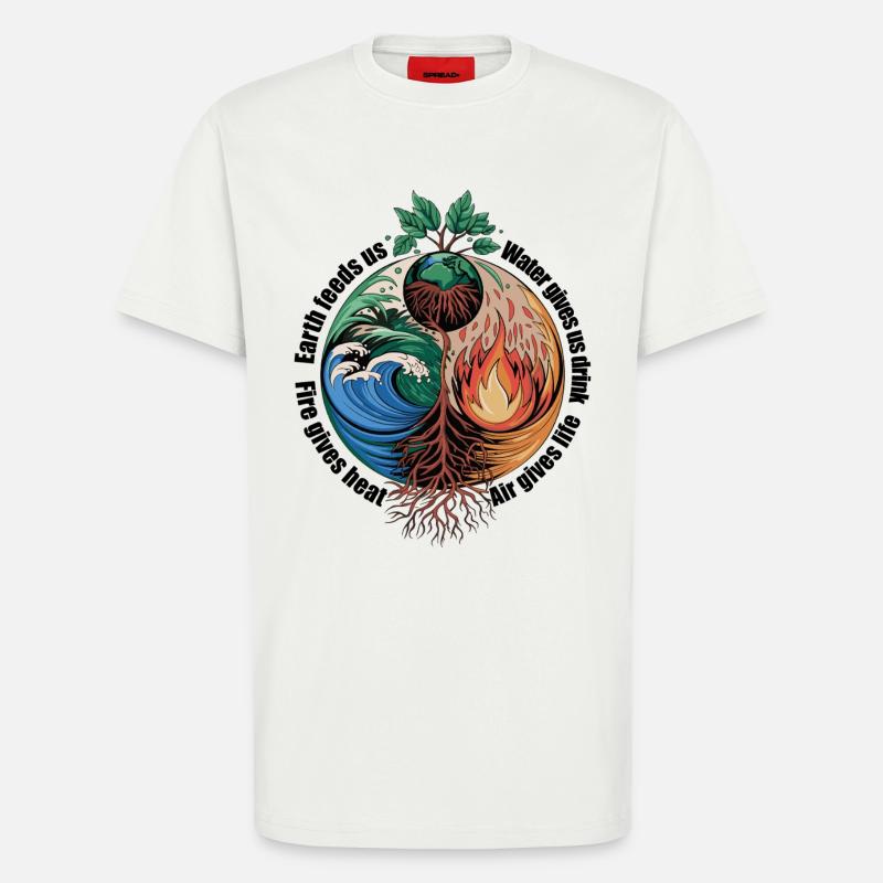 Vier-Elemente-Baum - Erde, Wasser, Feuer, Luft - T-Shirt - made by SPREAD - OFF WHITE
