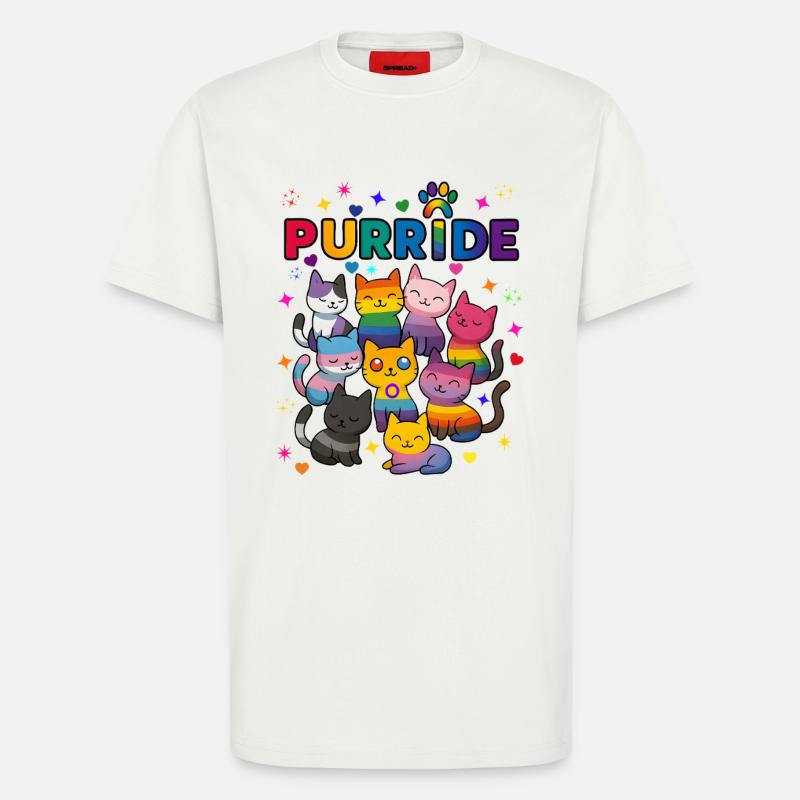 Purride Chats LGBT - T-shirt bio décontracté fabriqué en UE - OFF WHITE