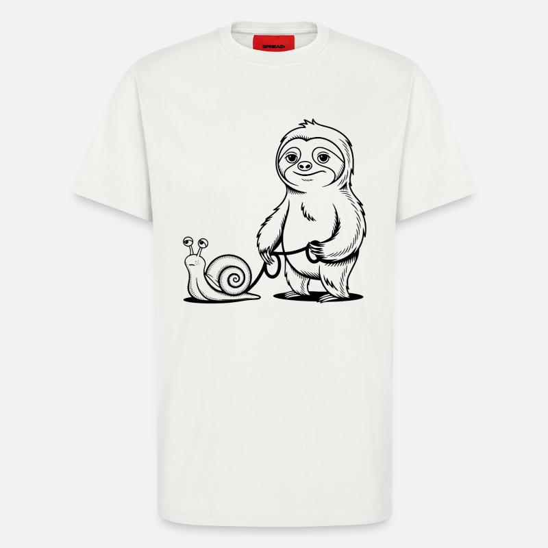 Faultier und Schnecke - Gassi gehen - T-Shirt - made by SPREAD - OFF WHITE