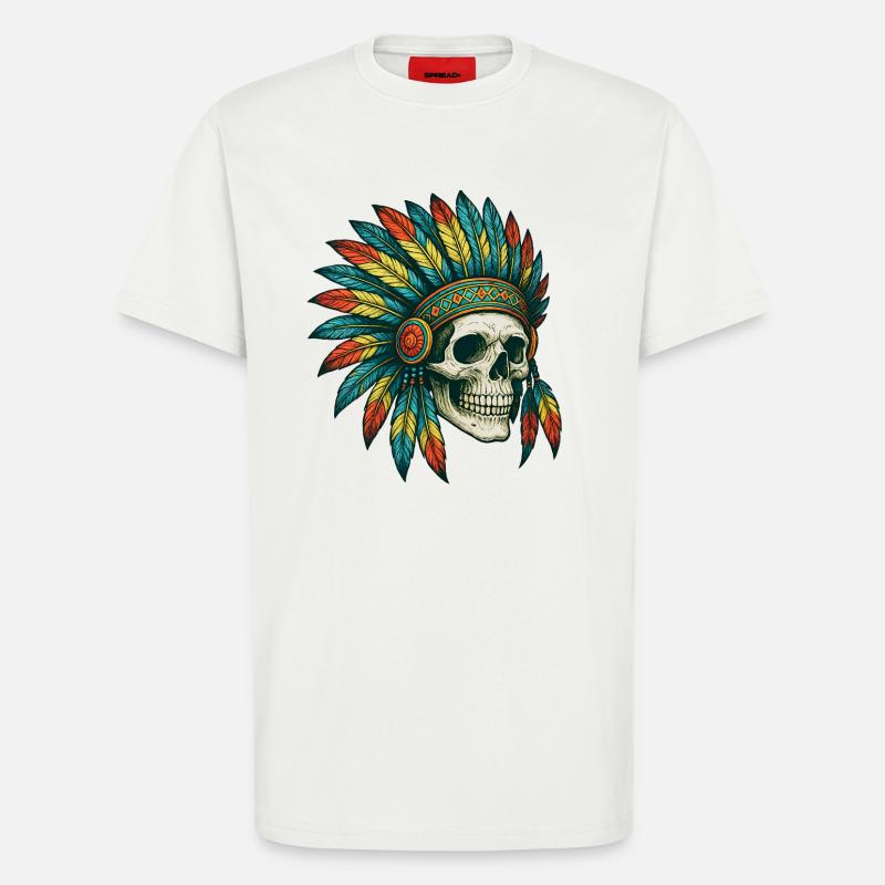 Eingeborener Stamm Schädel Illustration - T-Shirt - made by SPREAD - OFF WHITE