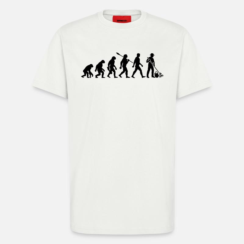 Evolution - Gärtner - Garten - Gartenarbeit - T-Shirt - made by SPREAD - OFF WHITE