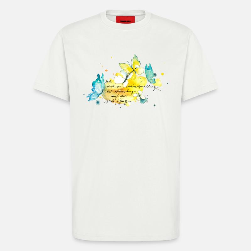 Papillons. Effets de chaque petite action - T-shirt bio décontracté fabriqué en UE - OFF WHITE
