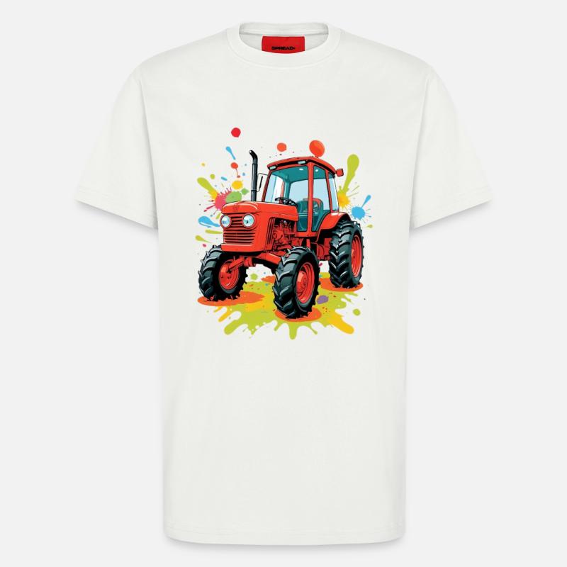 Farbenfroher Traktor Kunstdesign - T-Shirt - made by SPREAD - OFF WHITE