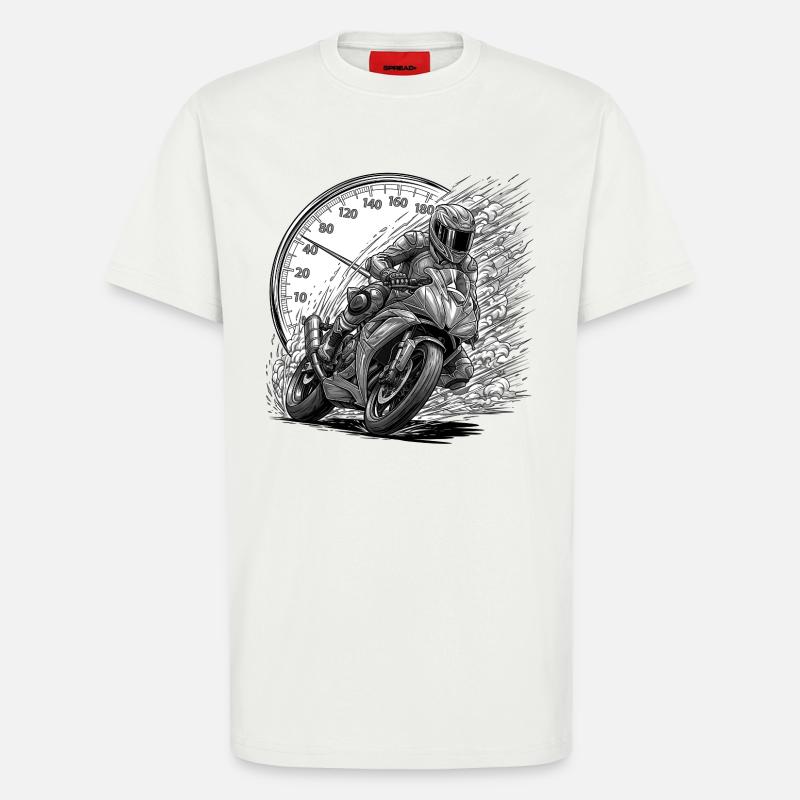 Biker, der von Geschwindigkeit angetrieben wird - T-Shirt - made by SPREAD - OFF WHITE