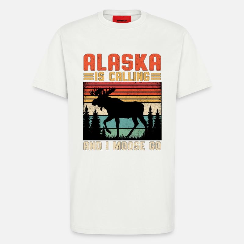Alaska Ruft: Elch auf Wanderschaft - T-Shirt - made by SPREAD - OFF WHITE