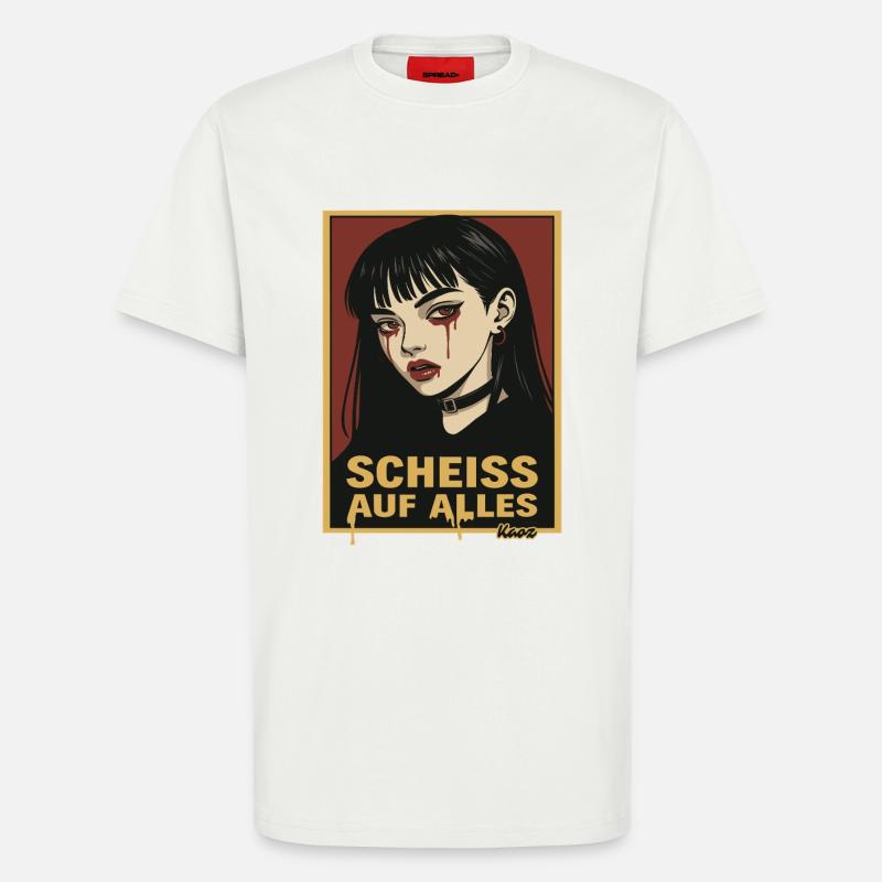Fille gothique emo avec déclaration - T-shirt bio décontracté fabriqué en UE - OFF WHITE