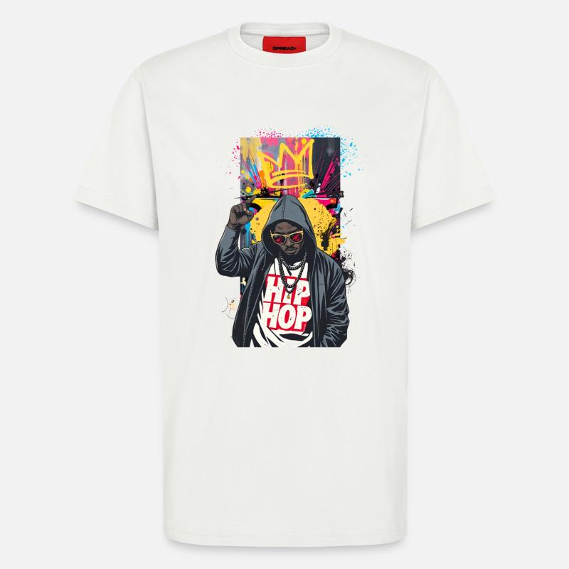 Urbaner Rapper mit bunten Graffitis - T-Shirt - made by SPREAD - OFF WHITE