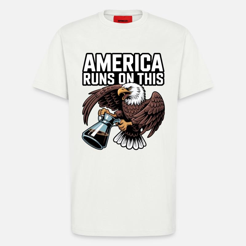 Amerika läuft auf Coffee Eagle - T-Shirt - made by SPREAD - OFF WHITE