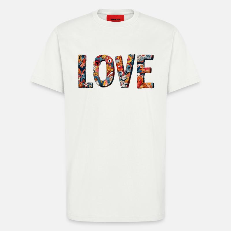 Conception créative de graffitis LOVE - T-shirt bio décontracté fabriqué en UE - OFF WHITE