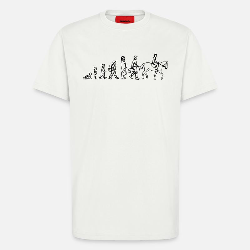 Évolution de l’enfant au cavalier - T-shirt bio décontracté fabriqué en UE - OFF WHITE