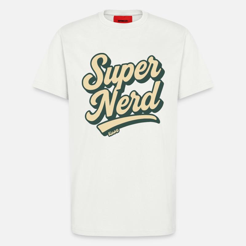 Super Nerd Retro Script - T-shirt bio décontracté fabriqué en UE - OFF WHITE