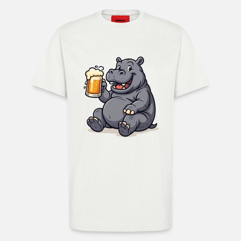 Nilpferd mit Pint Bierfreude - T-Shirt - made by SPREAD - OFF WHITE