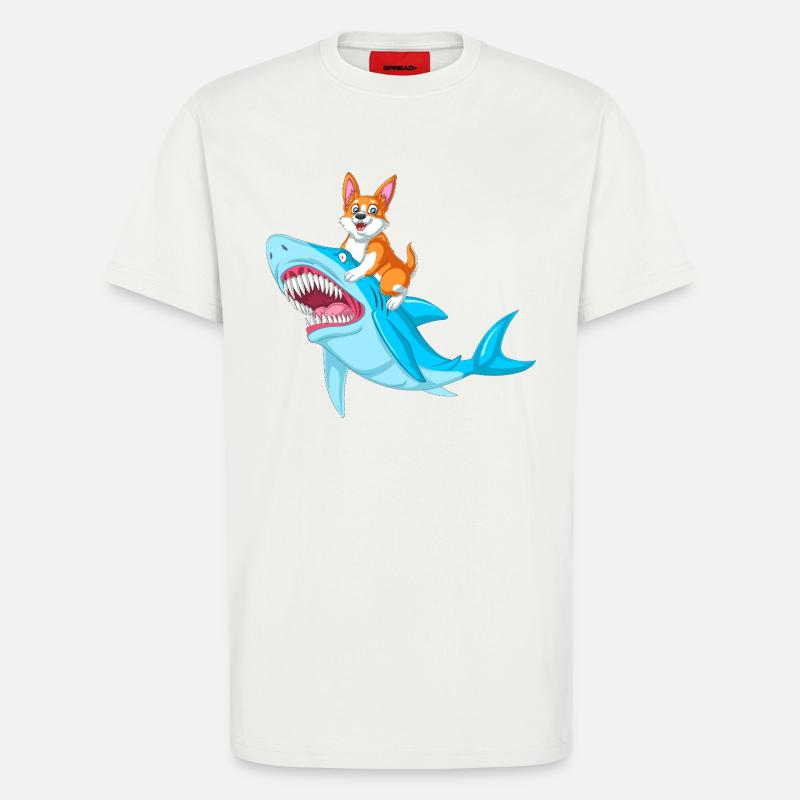 Corgi-Reithai lustiges Tierhemd - T-Shirt - made by SPREAD - OFF WHITE