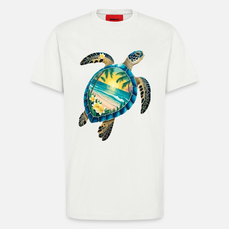 Turtle Waves Surf Turtle Surfer Turtles - T-shirt bio décontracté fabriqué en UE - OFF WHITE