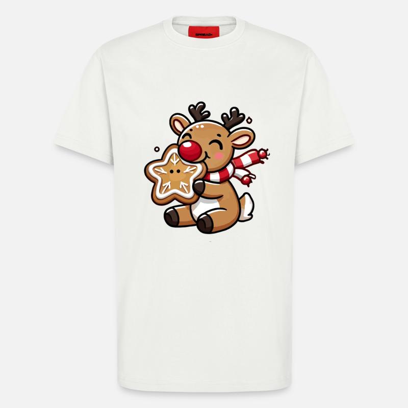 Rentier mit Plätzchen Freude - T-Shirt - made by SPREAD - OFF WHITE