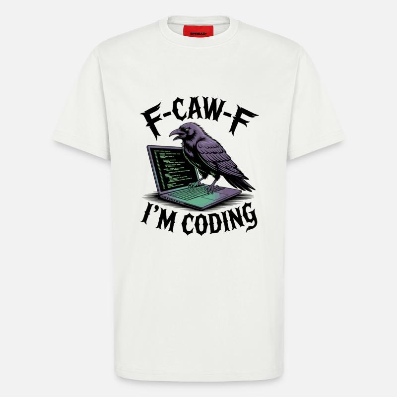 RabenCoder: Code Raven on the laptop - T-Shirt - made by SPREAD - OFF WHITE