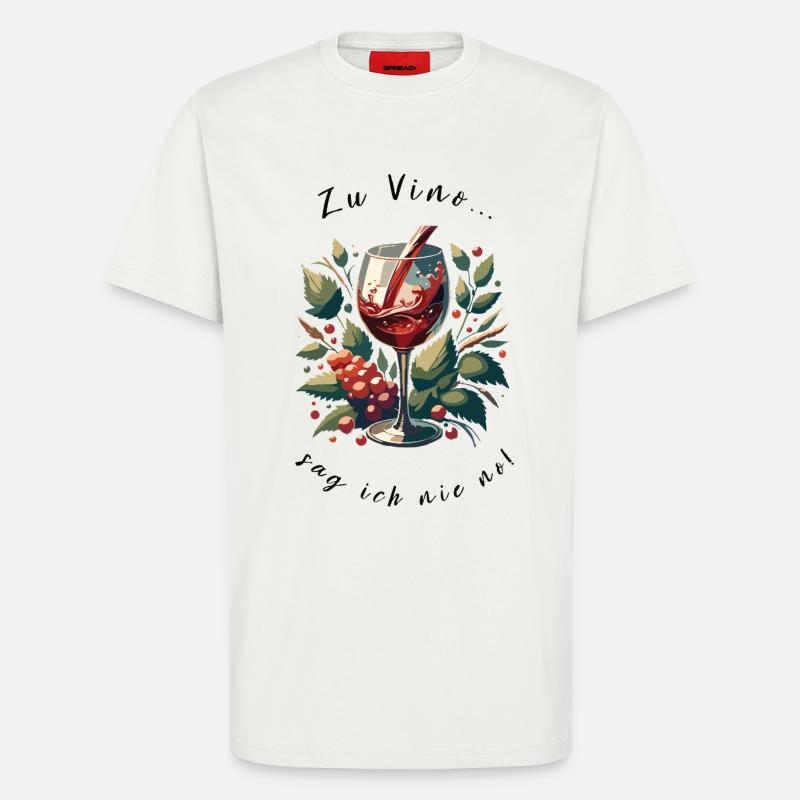 Weinglas mit Trauben Kunstmotiv - T-Shirt - made by SPREAD - OFF WHITE