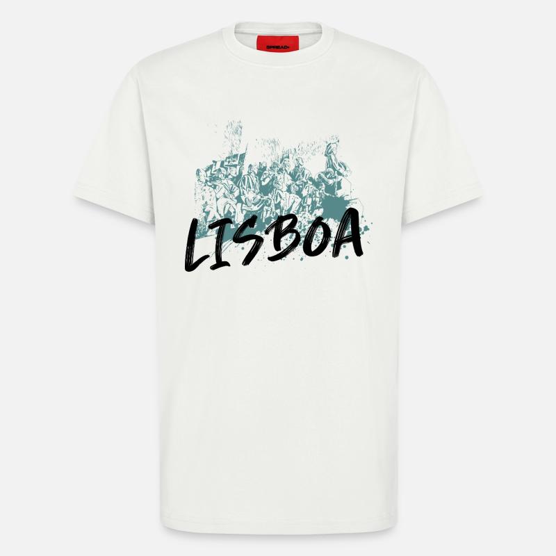 Monument Discoveries Lissabon blaue Illustration - T-Shirt - made by SPREAD - OFF WHITE