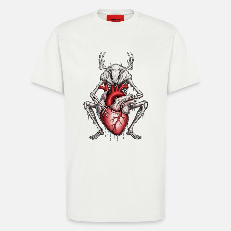 Anatomischer Hirsch mit blutendem Herz - T-Shirt - made by SPREAD - OFF WHITE