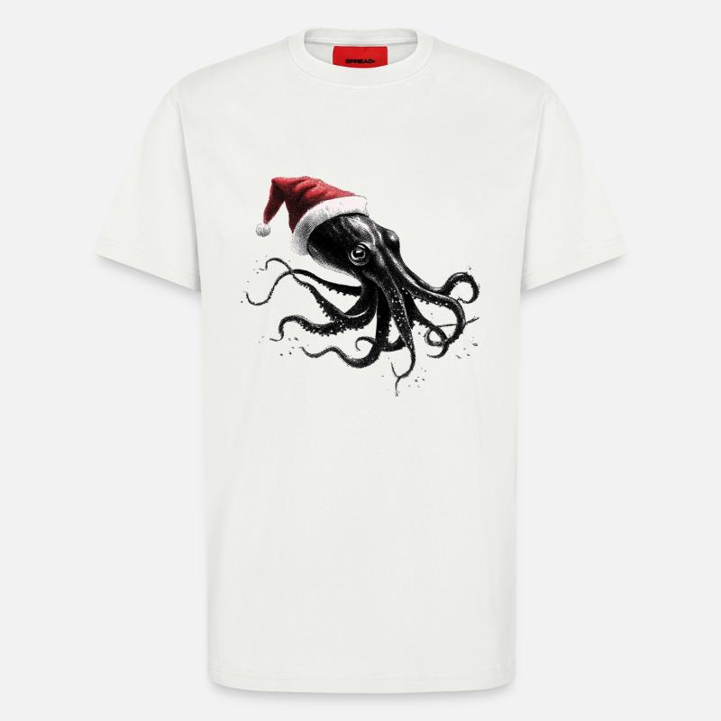 Weihnachtskrake mit Weihnachtsmütze - T-Shirt - made by SPREAD - OFF WHITE