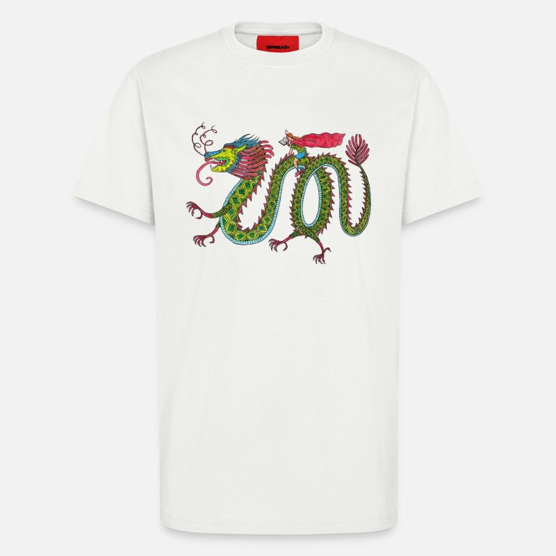 Drache mit lesendem Reiter - T-Shirt - made by SPREAD - OFF WHITE
