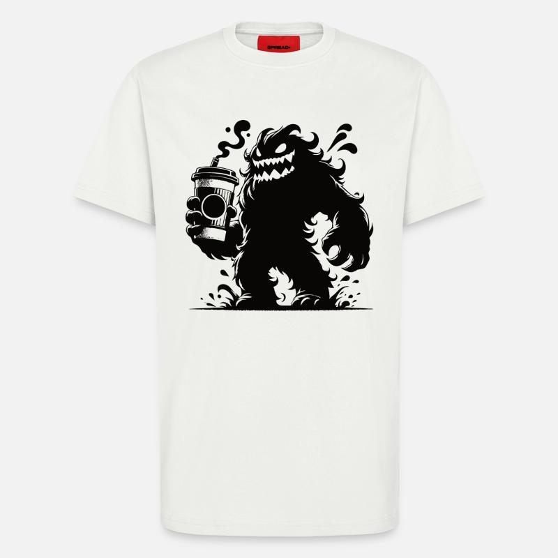 Lustiges Kaffeemonster Comic Design - T-Shirt - made by SPREAD - OFF WHITE