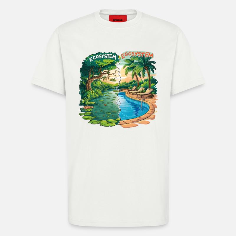 Ökosystem vs. Egosystem Umweltfreundliche Botschaft - T-Shirt - made by SPREAD - OFF WHITE