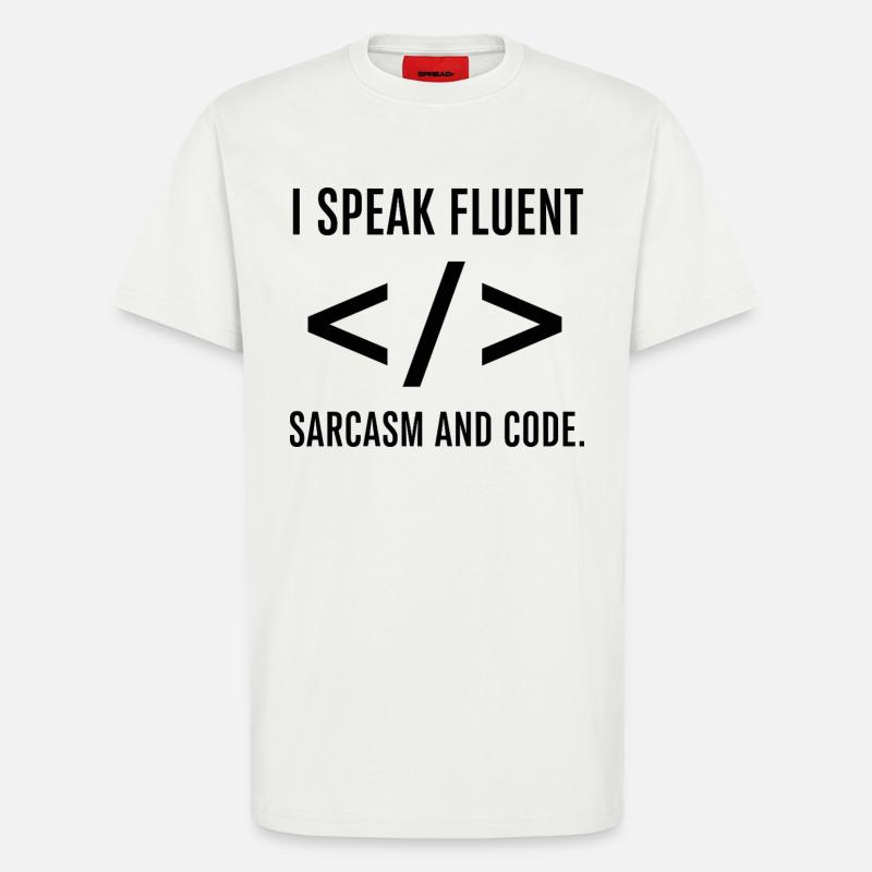 Je parle couramment le code - T-shirt bio décontracté fabriqué en UE - OFF WHITE