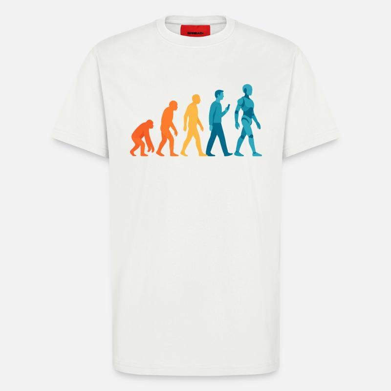 Évolution vers le contour du robot - T-shirt bio décontracté fabriqué en UE - OFF WHITE