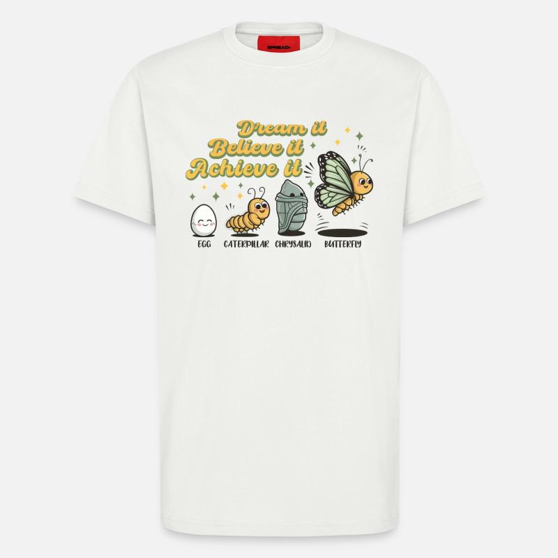 Chenille Butterfly School Evolution Gift - T-Shirt - made by SPREAD - OFF WHITE