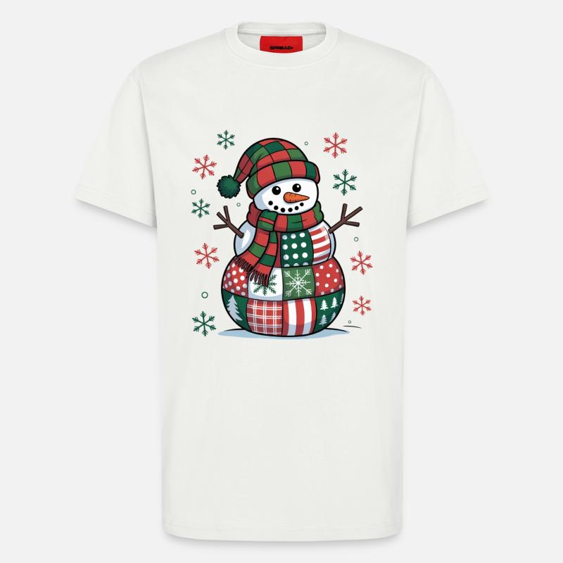 Snowman Patchwork - T-Shirt - made by SPREAD - OFF WHITE