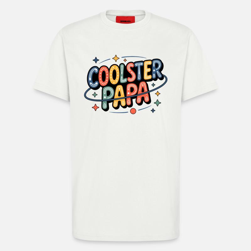 Papa le plus cool néon rétro - T-shirt bio décontracté fabriqué en UE - OFF WHITE
