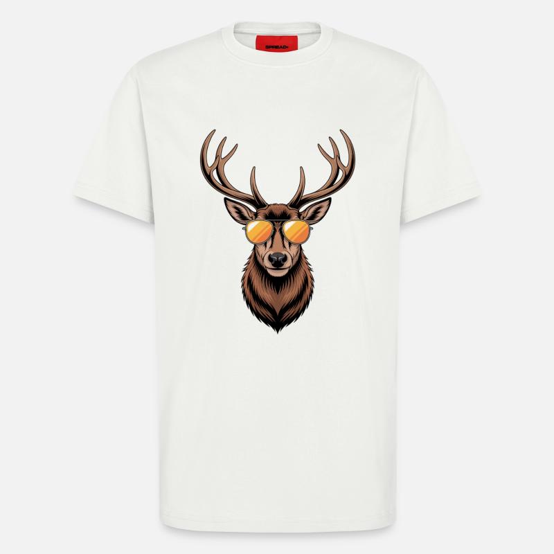 Hirsch mit Geweih und Sonnenbrille - T-Shirt - made by SPREAD - OFF WHITE